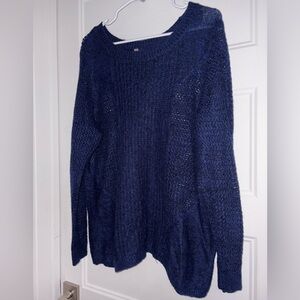 Navy Blue Women's See throught Soft Sweater